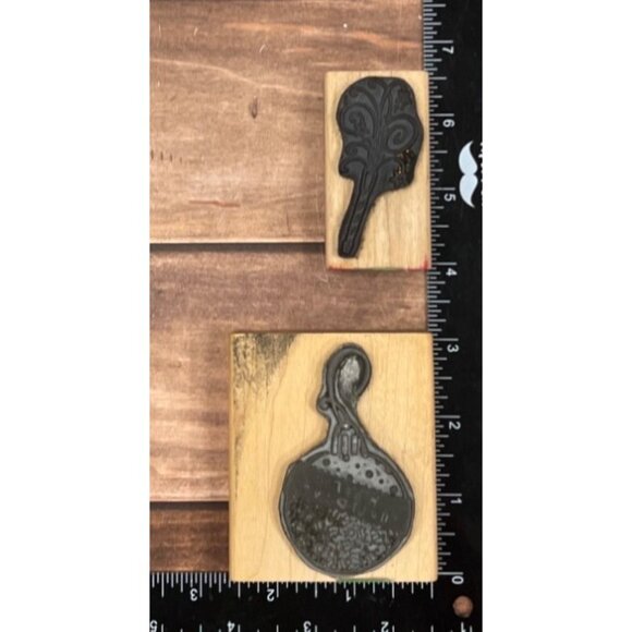 SET OF 2 STAMPENDOUS HOLIDAY PARTY THEMED WOOD MOUNTED RUBBER STAMPS NOISE MAKER - Picture 5 of 5